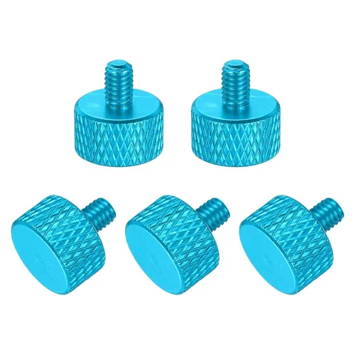 Vista 63 de MECCANIXITY 5 piezas M6x14mm Tornillos de pulgar estriado de cabeza plana, pernos de rosca completa de aleación de aluminio sólido para carcasas