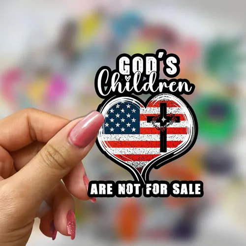 Vista 4 de Calcomanía de vinilo divertido con la bandera estadounidense para proteger a los niños, etiqueta engomada del coche del ordenador portátil