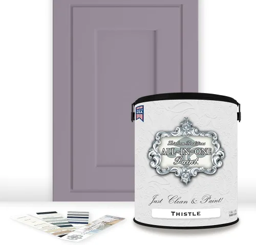 Vista 75 de Pintura TODO EN UNO, Abbey (gris cálido), Muestra de 8oz - Pintura duradera para gabinetes y muebles. Imprimación y capa superior incorporadas,