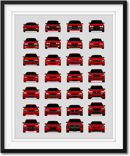 Vista 10 de Custom Car Posters Póster hecho a mano compatible con BMW M Car Poster Print Wall Art Decor of all BMW M Power Cars M3, M4, M5, M2, M6, M1 y más