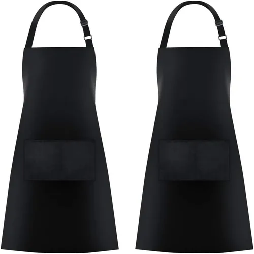 Vista 25 de Jubatus Paquete de 1 delantal con peto con 2 bolsillos, delantal de cocina de chef para mujeres y hombres, color negro
