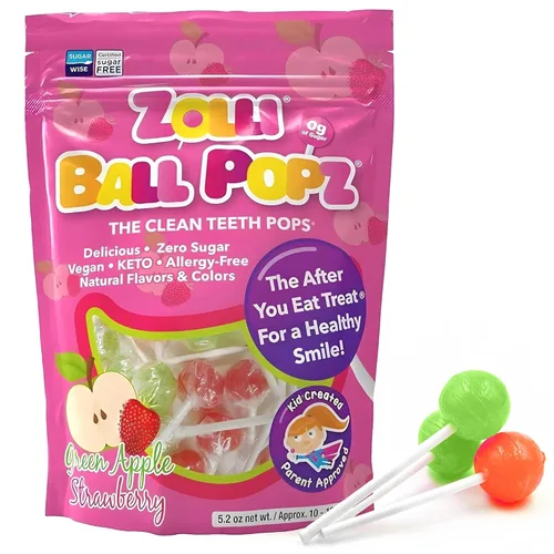 Vista 8 de Zolli Ball Popz Clean Teeth - Caramelos sin azúcar, sin colorantes, aptos para dieta keto y diabéticos, golosinas aprobadas por dentistas para niños
