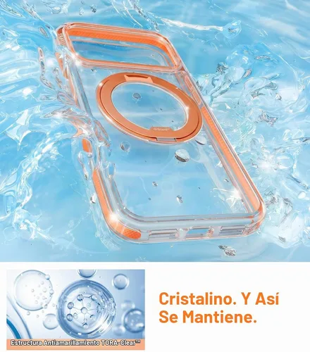 Vista 9 de TORRAS Funda con soporte magnético 360 para iPhone 17 Pro, ultra transparente, [compatible con MagSafe] [protección de grado militar 4X], funda