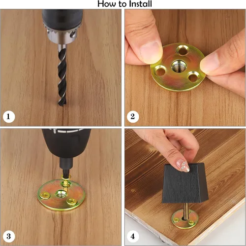 Vista 3 de TURSTIN Paquete de 8 patas cuadradas de plástico para sofá de 2 pulgadas, patas cuadradas para sofás, sillas, color negro