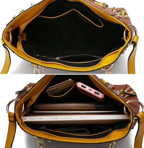 Vista 5 de MKF Collection Bolso de mano con cartera de muñeca, bolso cruzado de cuero vegano para mujer, L