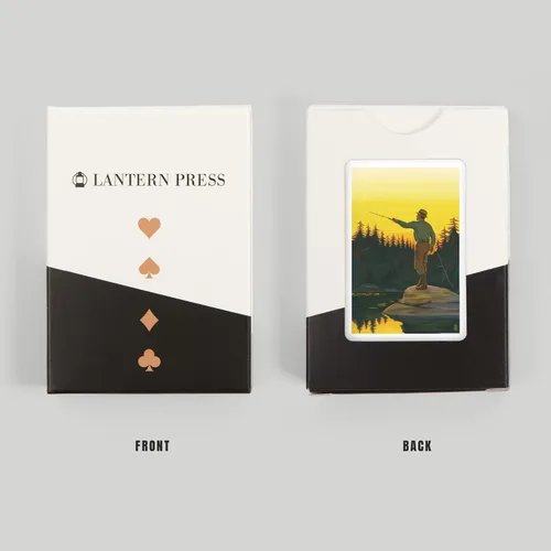 Vista 8 de Lantern Press Escena de pesca con mosca (52 cartas de juego, baraja de cartas de tamaño póquer con comodines)