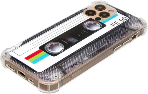 Vista 4 de FAteamll Funda para teléfono con acabado mate, carcasa trasera suave resistente con esquinas reforzadas, TPU suave, carcasa de cinta de casete retro