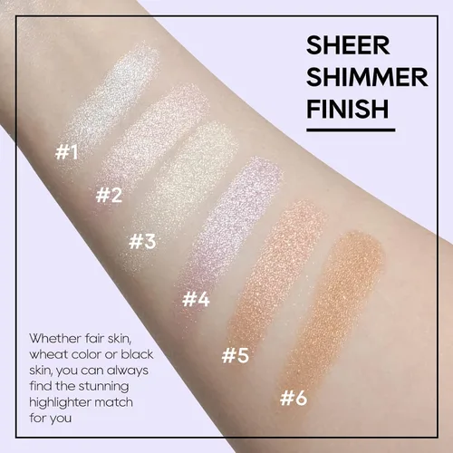 Vista 6 de Paleta de Polvo de Iluminador Rosa Horneado, Paleta de Polvo de Iluminador de Maquillaje Acabado Sutil y Brillante Iluminadores Faciales