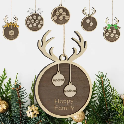 Vista 47 de Adornos de Navidad personalizados familiares de 1, 2, 3, 4, 5, 6, 7, 8, 9, 10, adornos de madera personalizados, decoraciones de Navidad, regalos