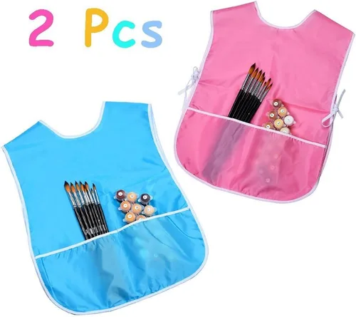 Vista 2 de Mudder - Delantal de pintura artística para niños, 2 piezas, resistente al agua