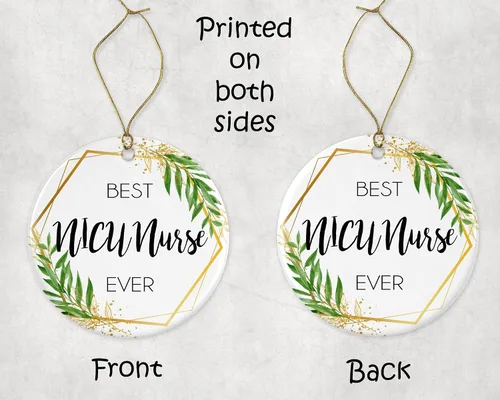 Vista 3 de Nicu Nurse Adorno de Navidad – Regalo para enfermera Nicu – La mejor enfermera Nicu del mundo – La mejor enfermera Nicu jamás impresa en ambos lados