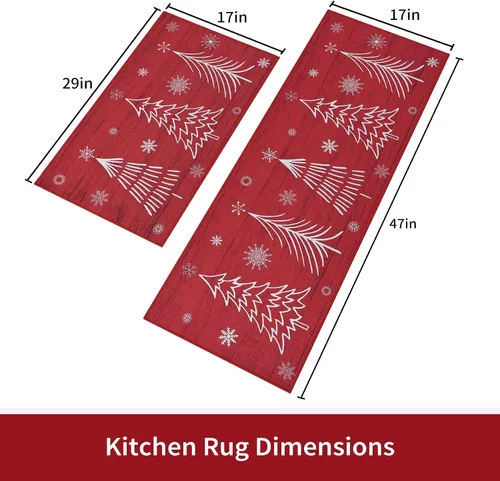 Vista 2 de CAROMIO Tapete de cocina de Navidad, lavable, antideslizante, tapete decorativo de Navidad, tapete antideslizante para fregadero de lavandería, 17 x