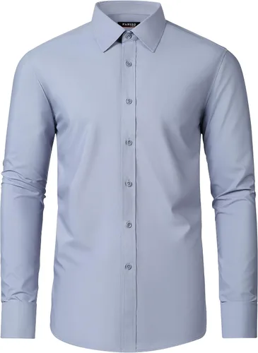 Vista 2 de FAHIZO Camisa de esmoquin blanca para hombre, puños franceses con gemelos y corbata