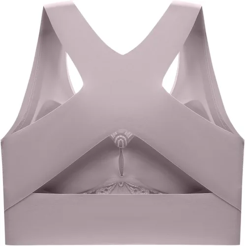 Vista 3 de Sujetador de encaje de talla grande para mujer, sin forro, cobertura completa, cómodo, de algodón, sin espalda, sexy, invisible, para deportes