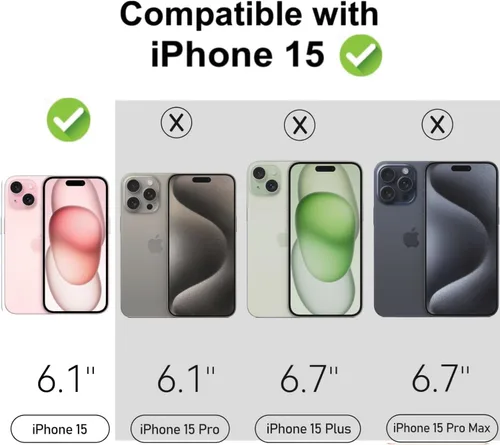 Vista 2 de luolnh Funda compatible con iPhone 15, para mujeres y niñas, a prueba de golpes, transparente, patrón floral, carcasa trasera dura para iPhone 15