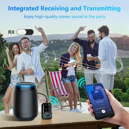 Vista 13 de Adaptador de transmisor Bluetooth 5.3 para avión Receptor transmisor de audio inalámbrico Bluetooth 2 en 1 para conectores auxiliares de 0.138 in
