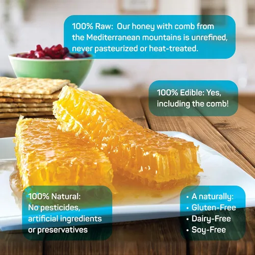 Vista 2 de Papa Palermo Honeycomb 100% comestible, totalmente natural, panal crudo gourmet, sin aditivos, sin conservantes - 7.05 onzas
