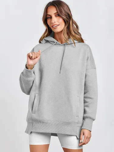 Vista 3 de ANRABESS Sudaderas con capucha de gran tamaño para mujer, sudadera de forro polar 2024, trajes de moda para adolescentes y niñas