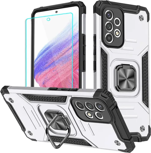 Vista 7 de HNHYGETE Funda para teléfono Galaxy A53 5G con protector de pantalla, soporte giratorio de grado militar de 360° [resistente] a prueba de golpes