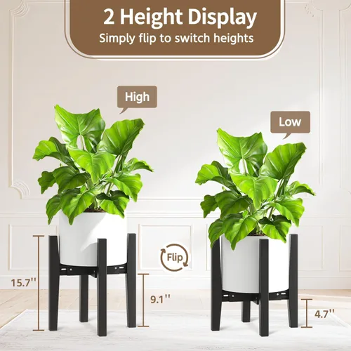 Vista 4 de LASZOLA Soporte de Plantas de Bambú Ajustable para Macetas Individuales Grandes de Interior, Soporte de Helechos de Suelo Resistente que se Ajusta a