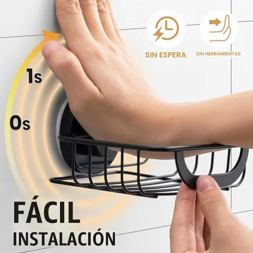 Vista 2 de LEVERLOC Soporte para jabón, jabonera para ducha, soporte de jabón con Negro