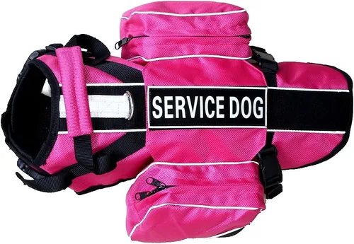 Vista 8 de Mochila de servicio para perro, chaleco de arnés extraíble con parches de etiquetas (verde, S)
