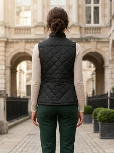 Vista 5 de Fuinloth Women's Quilted Vest Lightweight Puffer Stand Collar Zip Gilet Negro