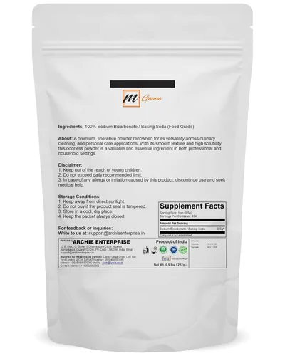 Vista 2 de mGanna Bicarbonato de sodio, bicarbonato de sodio de grado alimenticio, 0.5 libras / 8.01 oz, polvo blanco puro