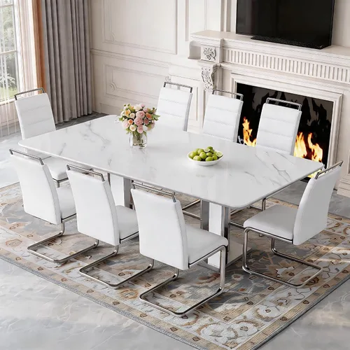 Vista 18 de Juego de mesa de comedor Marle blanca de 63 pulgadas para 4