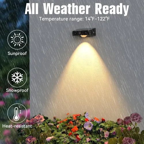 Vista 2 de Solar LED Wall Light, RGB Color Changing Spotlight - Waterproof Negro-RGB-12P