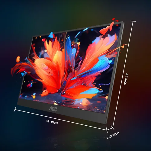 Vista 9 de AOC Monitor portátil de 15.6 pulgadas FHD 1080P IPS 125% sRGB, monitor de viaje USB-C HDMI para laptop, segunda pantalla externa ultra delgada