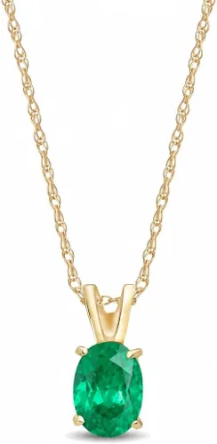 Vista 8 de Galaxy Gold GG Collar de oro rosa amarillo, blanco de 14k con colgante de esmeralda ovalada natural