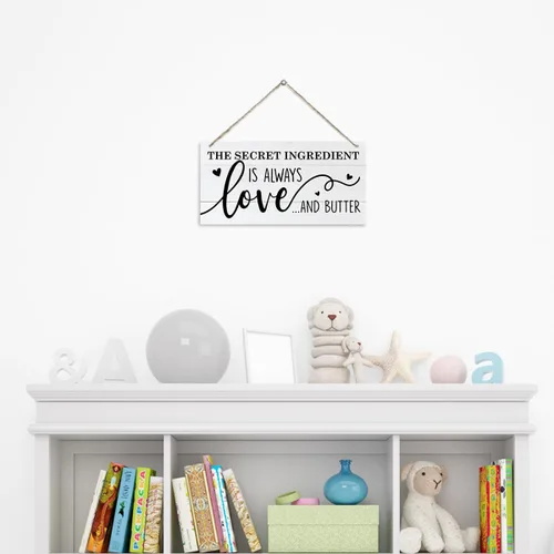 Vista 4 de Cartel de cocina divertido con texto en inglés "The Secret Ingredient Is Always Love and Butter", letrero decorativo para colgar en la pared