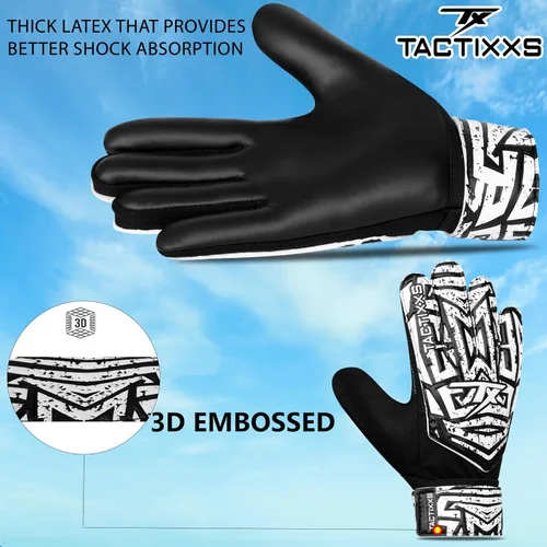 Vista 5 de Guantes de portero de fútbol para niños y jóvenes, guantes de portero de fútbol Funky antideslizantes con palma de látex de 0.16 in con agarres