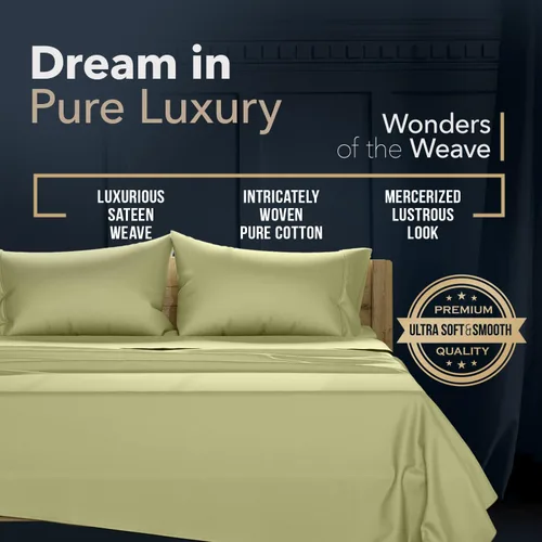 Vista 4 de TEXAS LINEN CO. Juego de sábanas de 100% algodón egipcio tamaño King - Sábanas de algodón egipcio de lujo de 1500 hilos tamaño King, bolsillo Verde