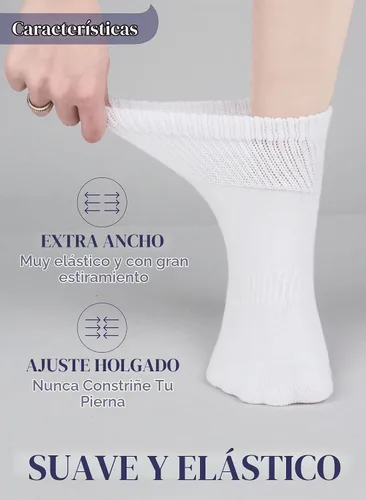 Vista 2 de Hugh Ugoli Calcetines tobilleros de algodón para mujer para diabéticos, anchos, sueltos, elásticos, puntera sin costuras, semiacolchado superior sin