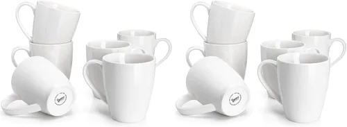 Vista 17 de Sweese Tazas de café de porcelana – 16 onzas (arriba al borde) para café, latte, té, cacao, juego de 4, negro