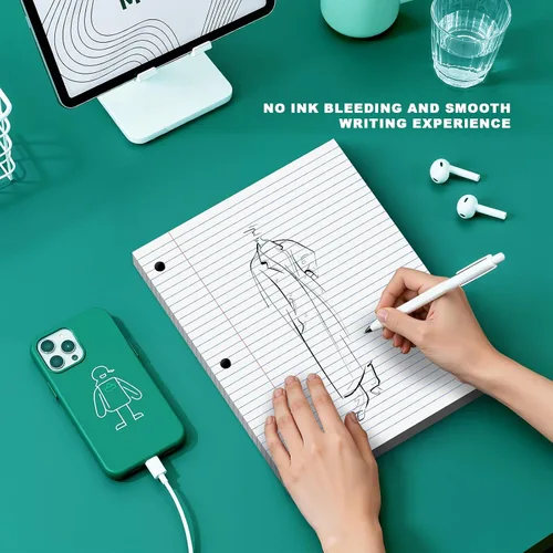 Vista 5 de Note Pads 8 X 10.5 Loose Leaf Paper, 200 Sheets, 3 Hole Punched Lined Paper, College Ruled 8 X 10.5 Notebooks, 10-1/2" X 8 Binder Writing Pads