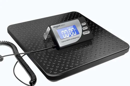 Vista 8 de Amazon Basics Báscula postal digital, adaptador de CA, capacidad de 65 lb, precisión de 0.1 oz, negra