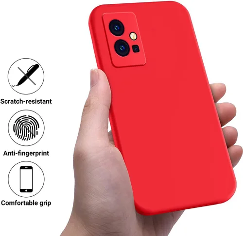 Vista 4 de Funda para Vivo Y55s (2023)/Vivo Y33S 5G, funda protectora de silicona líquida para Vivo Y55s (2023)/Vivo Y33S 5G con cordón de silicona, delgada