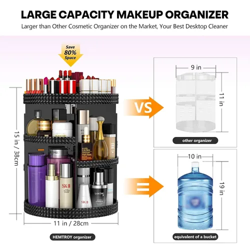 Vista 3 de Organizador de maquillaje giratorio de 360 grados para tocador, organizador de belleza de capacidad extra grande, organizador de perfume DIY