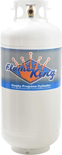 Vista 2 de Flame King Tanque de propano de acero de 40 libras + indicador de nivel de medidor de tanque de propano