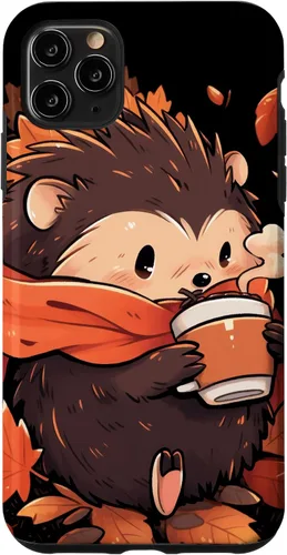 Vista 13 de Hedgehog Fall Autumn Leaves Pumpkin Spice Latte Kawaii Case for iPhone 16