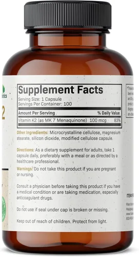Vista 2 de Futurebiotics Vitamina K2 como MK-7 100 mcg, apoya huesos fuertes, sin OMG, 100 cápsulas vegetarianas