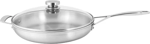 Vista 7 de Demeyere Essential de 5 capas, acero inoxidable 18/10, mango Stay Cool, para todas las cocinas, borde de vertido, cacerola de 1.5 cuartos de galón