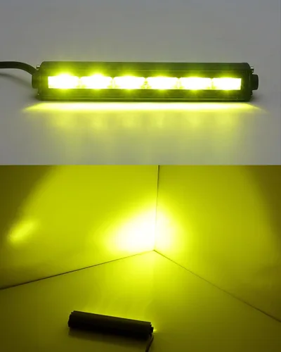 Vista 2 de iJDMTOY Barra de luz diurna LED de alta potencia (DRL) con lentes amarillas, ajuste universal, 7 pulgadas, 3000 K, con soportes, cableados