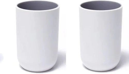 Vista 10 de Juego de 2 vasos irrompibles reutilizables para cepillos de dientes, vasos de plástico para cepillos de dientes, 10.1 fl oz/10.5 onzas, aptos