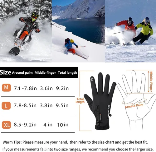 Vista 6 de weiatas Guantes de invierno para hombres y mujeres, impermeables, cálidos guantes de nieve para pantalla táctil, para ciclismo, senderismo, correr
