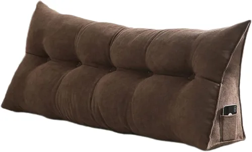 Vista 13 de Cojín triangular extra de lectura, cojín de cabecera con cuña y respaldo de cama, cojín de respaldo de cama para cama doble, funda extraíble, beige