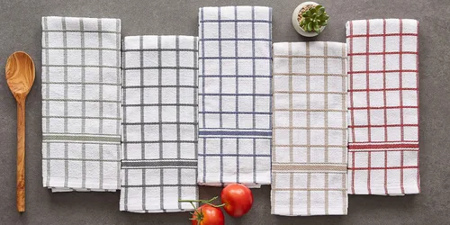 Vista 7 de DII Basic Terry Collection - Juego de paños de cocina con ventana, 16 x 26 pulgadas, rojo granero, 4